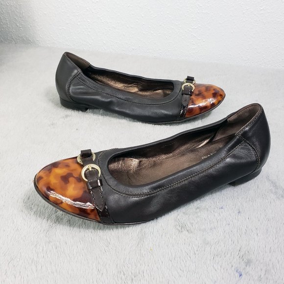 Attilio Giusti Leombruni Shoes - AGL Women's Italian Leather Leopard Print Toe Ballet Flats Slip On Loafers Shoes